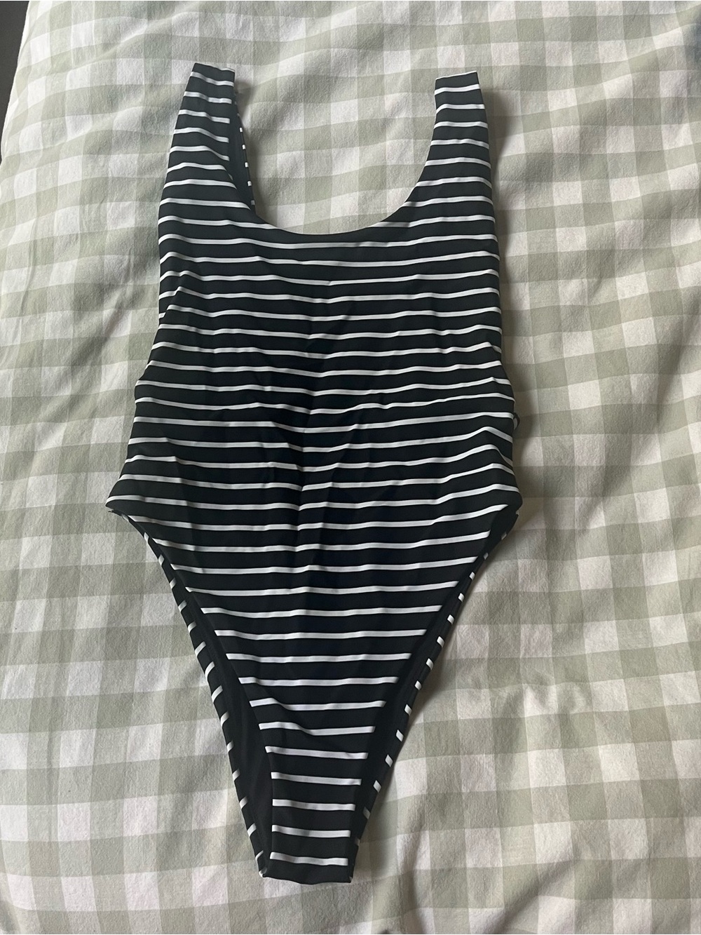 aerie Black and White Striped One-Piece Swimsuit